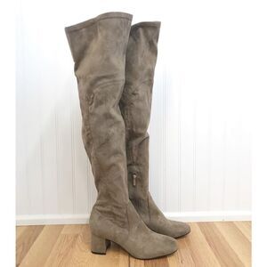 MARC FISHER Taupe Suede Over The Knee Boot Chunky‎ Block Heel Size 6.5 New
